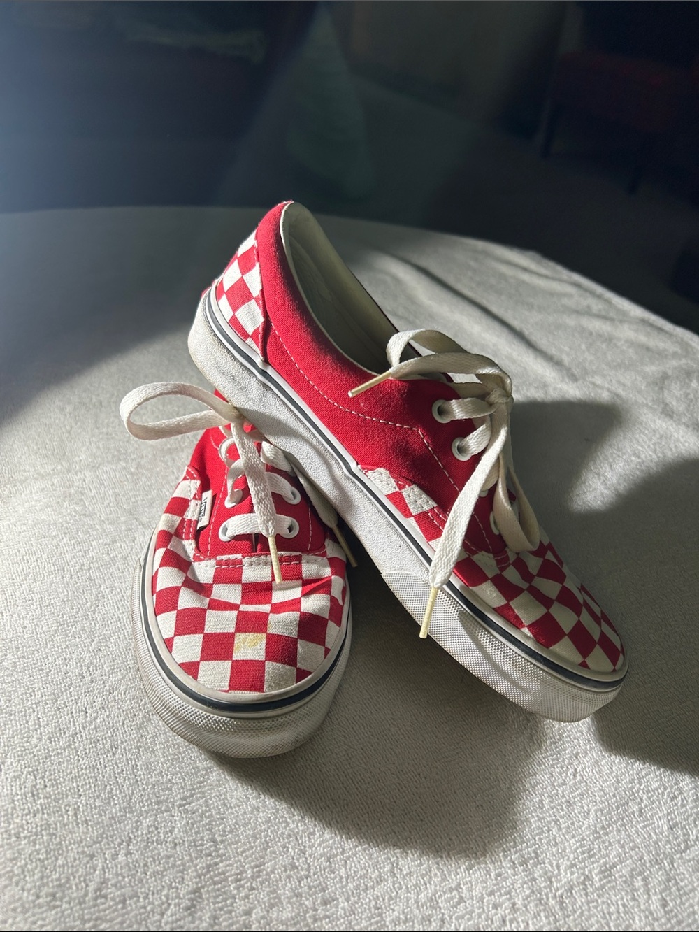 Women’s Red Checkerboard Canvas Sneakers - Classic Skate Style
